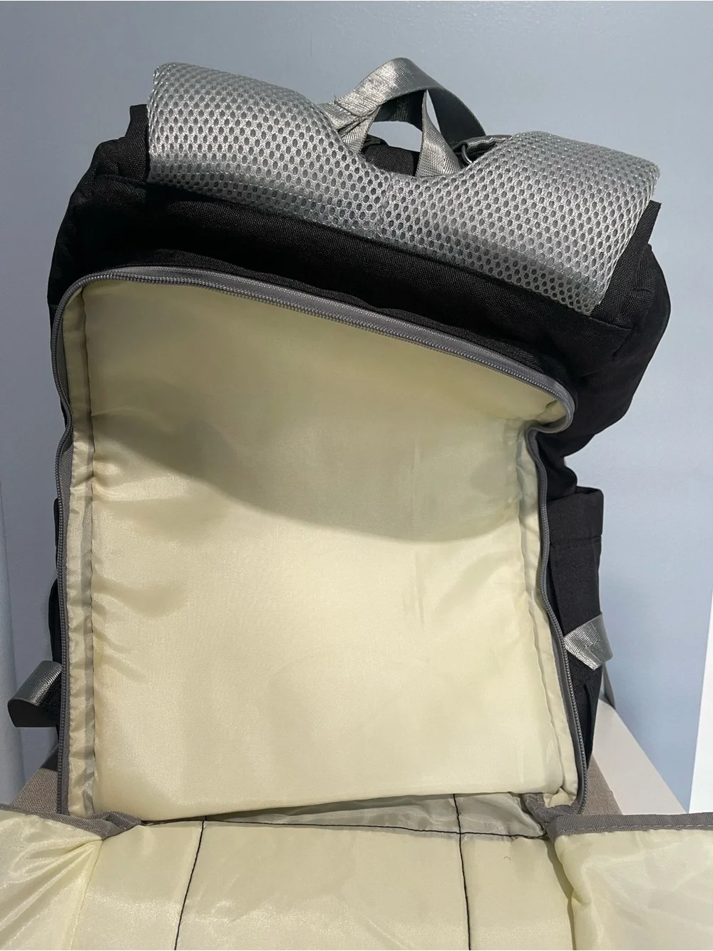 Black Diaper Backpack with Gray Accents